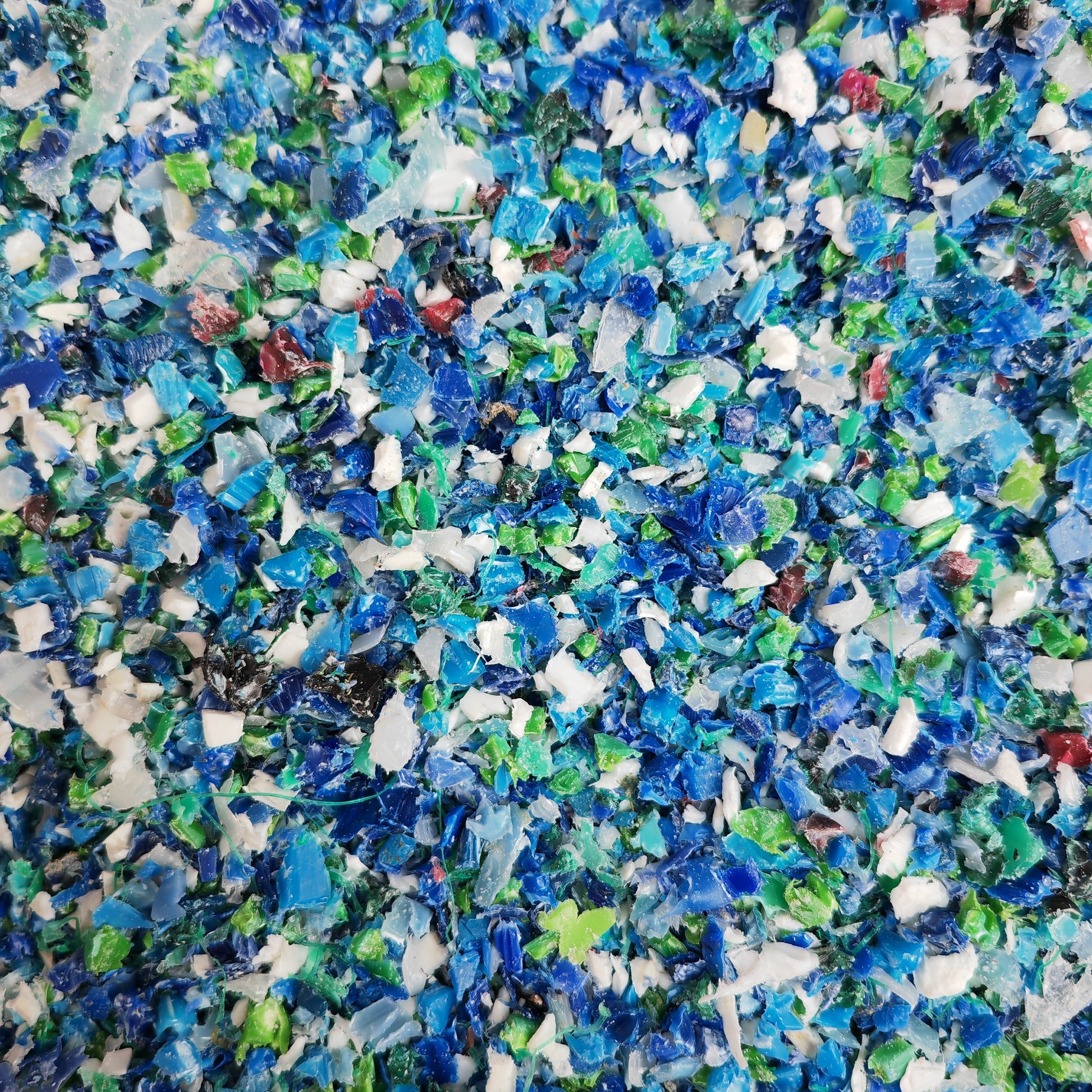 Shredded recycled Gower beach plastic